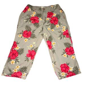Havana Jack's Cafe Floral Capri Pants-Green-Size 12P-GUC